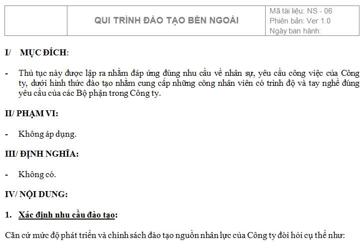 Xây dựng quy trình cho công ty 04